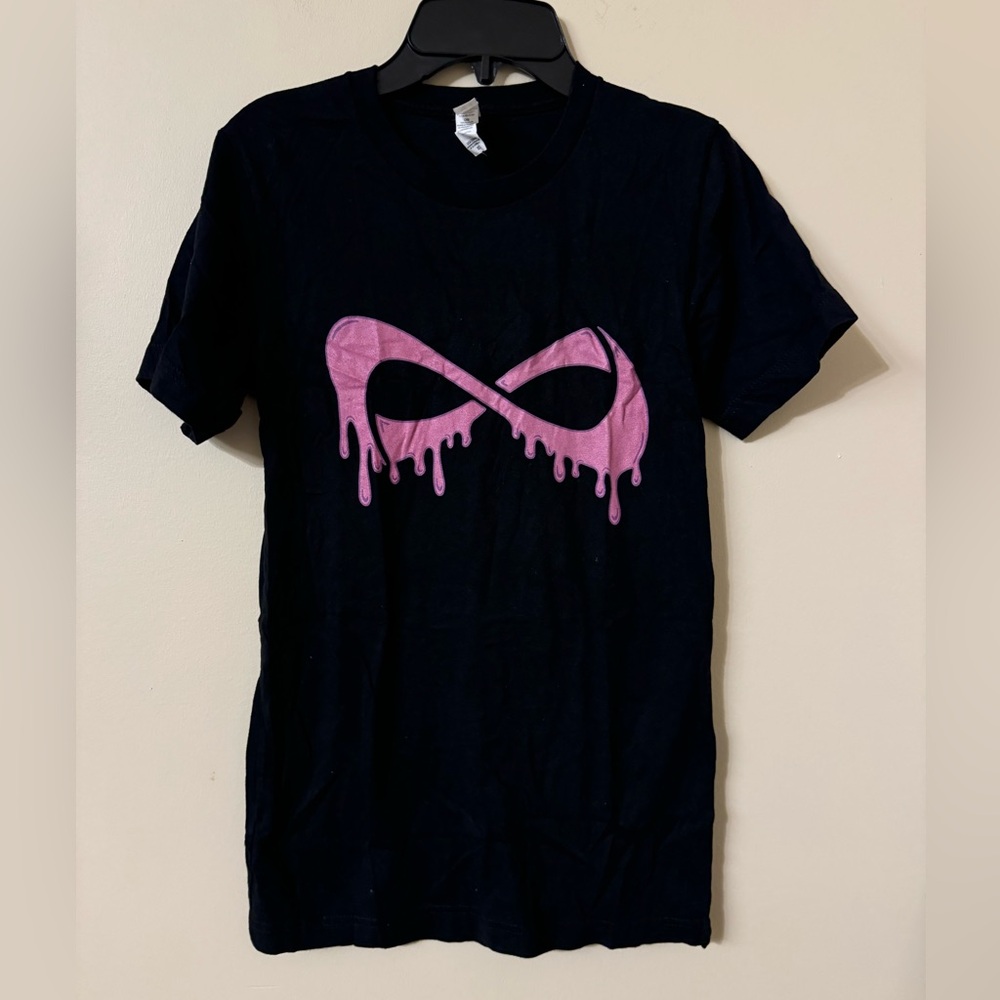 NFINITY Black Short Sleeve Tee with Pink Drip Infinity Logo